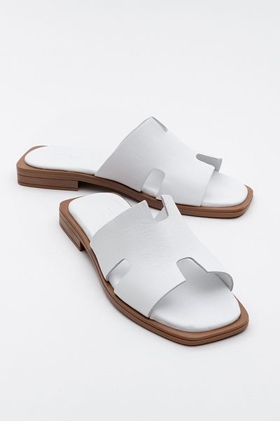 LuviShoes Papuci de damă din piele naturală JEZ White Skin