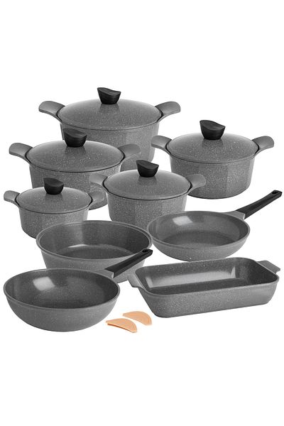 Lahoya Joel Granite Cookware Set 16 Pieces Gray Color
