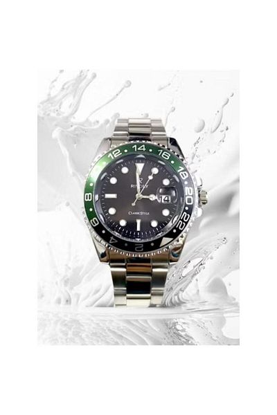 Rivoly Men's Stainless Steel Analog Quartz Watch Date Display Easy to Read Fashion Design Waterproof