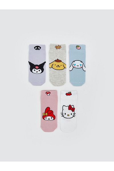 LC Waikiki Чорапи с ботуши Hello Kitty с шарки за момичета, комплект от 5 броя