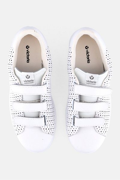 Victoria Women Eyelet Velcro Closure Tennis Shoes, White