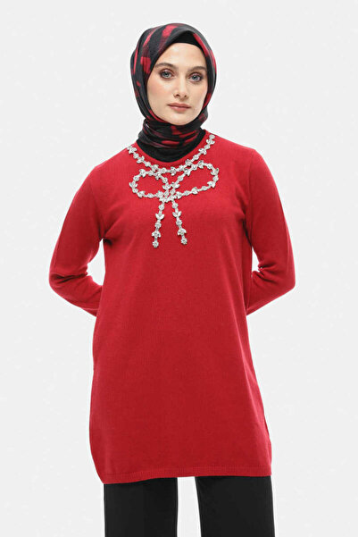 Setrms Taşlı Fiyonk Detaylı Triko Tunik