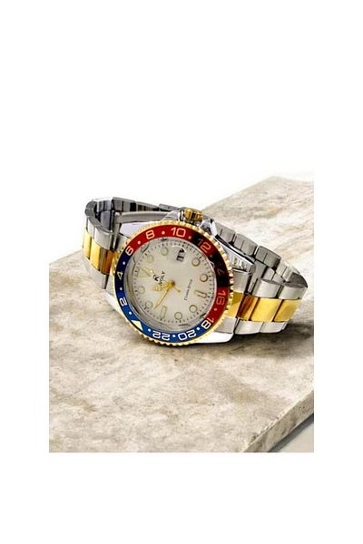 Rivoly Men's Stainless Steel Analog Quartz Watch Date Display Easy to Read Fashion Design Waterproof
