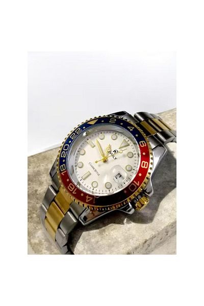 Rivoly Men's Stainless Steel Analog Quartz Watch Date Display Easy to Read Fashion Design Waterproof