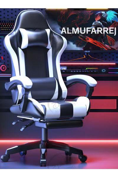 ALMUFARREJ كرسي ألعاب بمسند ظهر مرتفع ودعم قطني مريح ومسند رأس