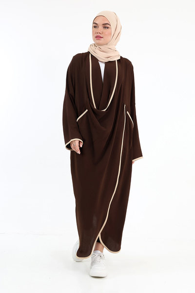 Berel Moda Casual Draped Pocket Phenomenon Cross Tunic Bitter Brown