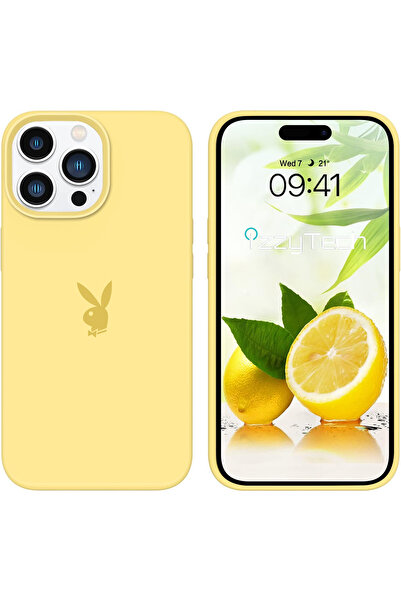 izzytech حافظة سيليكون لهاتف آيفون 14 برو، شعار بلاي بوي، سطح داخلي مخملي، حا...