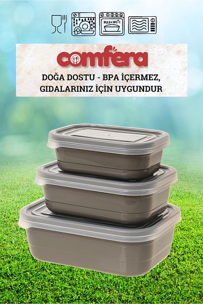 BAGER MARKET Plastic Food Container - Comfera Set of 3, Suitable for Refrigerator and Microwave
