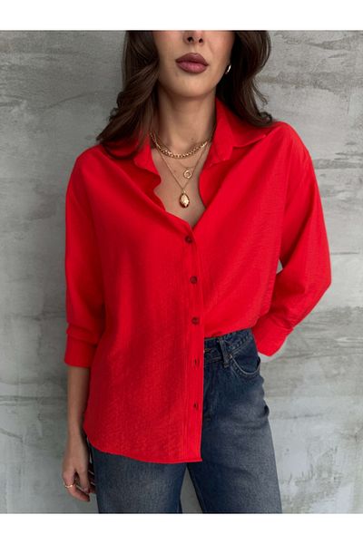 Elif Özbey Butik Red Double Cufflink Shirt