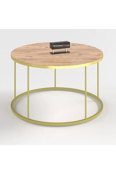 HOMS Masuta de cafea Vicenta Homs, nuc si auriu, seria 440, 70 cm