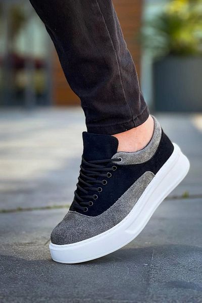 KAZAX KB-005 Black Gray Suede Lace-up Casual Men's Shoes