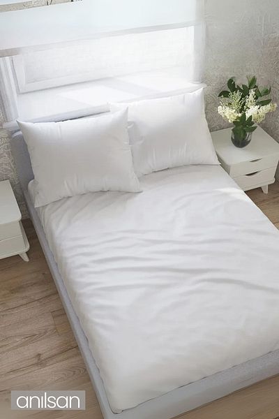 Anılsan Satin Bed Sheet - 83 Thread Solid White - Single/Double Size Home and Hotel