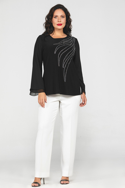 MİYORO Γυναικεία μπλούζα Leaf Form Stone Detailed Plus Size