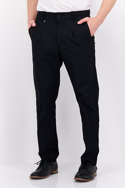 Ike Behar Men Regular Fit Solid Stretchable Straight Leg Pants, Black