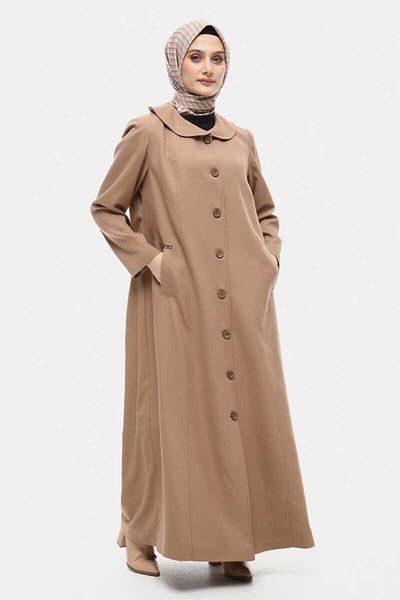 Setrms Large Size Top Coat with Wooden Buttons