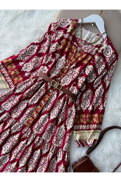 Butik Gold Dress Bordolu Model Halkapancasi Shoes