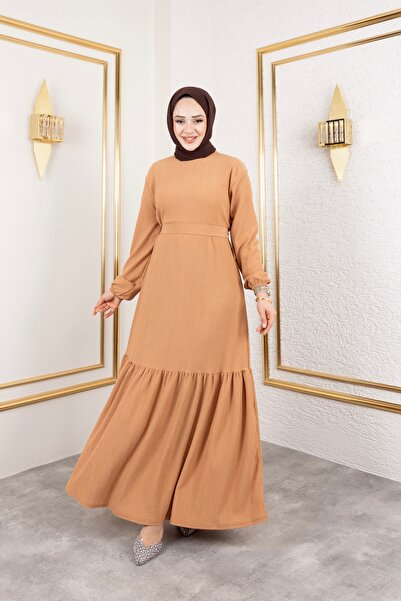 HİRA LİFE FASHİON Îmbrăcăminte hijab pentru femei, rochie din țesătură cu cen...