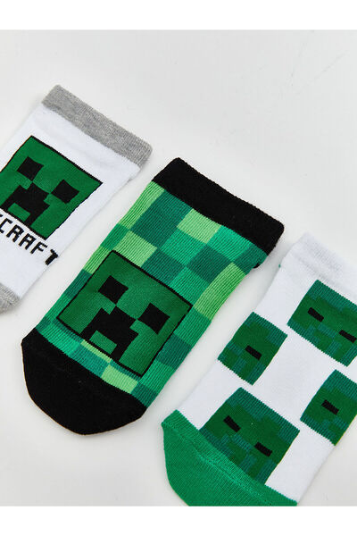 LC Waikiki Yeni Sezon Minecraft Desenli Erkek Cocuk Patik Corap 5'li - S5JA38Z4