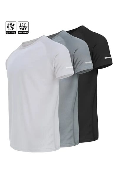 Karatopak 3-Piece Quick Dry Athletic Technical Performance Sports T-Shirt