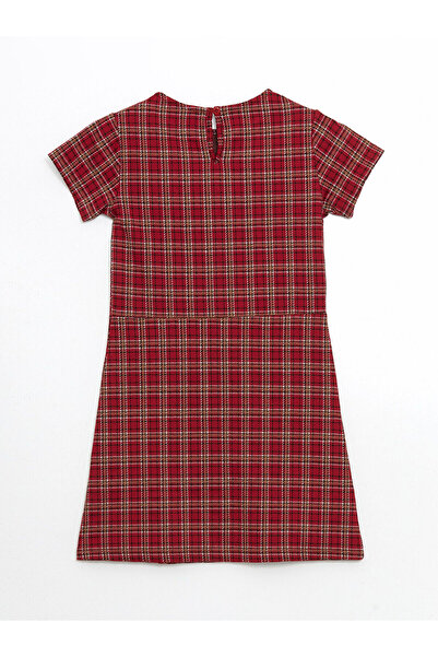 LC Waikiki Lcw Kids Red Crew Neck Plaid Girls' Dress