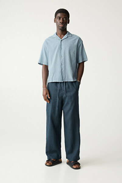 Pull & Bear Keten karışımlı ve kısa kollu gömlek