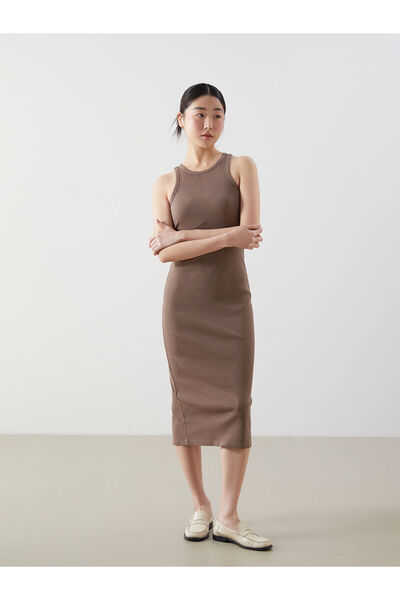 LC Waikiki Nevavm Oval Collar Dress with a Difference
