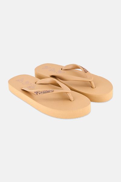 hummel Women Brand Logo Flip Flop Slippers, Tan
