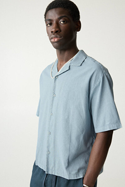 Pull & Bear Keten karışımlı ve kısa kollu gömlek