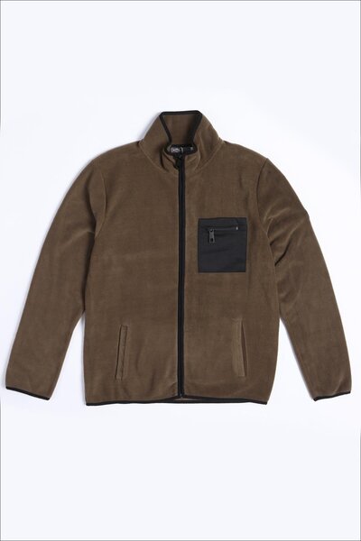 Lee Cooper Hanorac Hector pentru bărbați cu guler ridicat, kaki