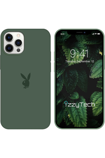 izzytech حافظة سيليكون لهاتف آيفون 15 برو، شعار بلاي بوي، سطح داخلي مخملي، حا...