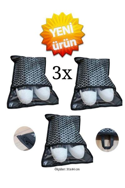 DEMİROĞLU EV TEKSTİL 3 Pcs.Shoe Storage Bag.Suitcase Organizer Multi-Purpose Organizer.