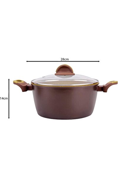 Winds Trading WILSON Oak Stone Aluminum Casserole, Non-Stick Marble Coating, Glass Lid, Heat-Resistant Handles.
