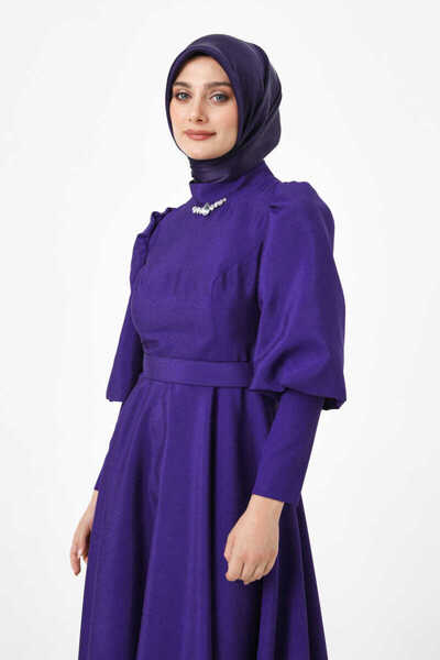 Setrms Karpuz Kol Kemerli Davet Elbise