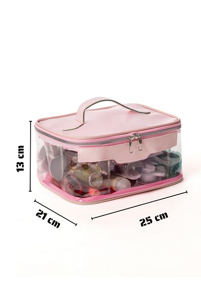 NS reliable Ns Practical Transparent PVC Makeup Bag – Λειτουργική και μεγάλη χωρητικότητα (25X21X13 CM) Ροζ