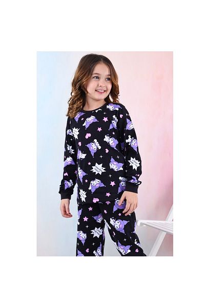 Ahsenimbebe Kuromi Printed Black Girl's Pajama Set - Seasonal