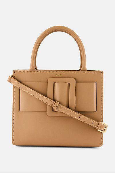 Bebe Women Solid Satchel Bag 20 H x 24 L x 11 W Cm, Tan
