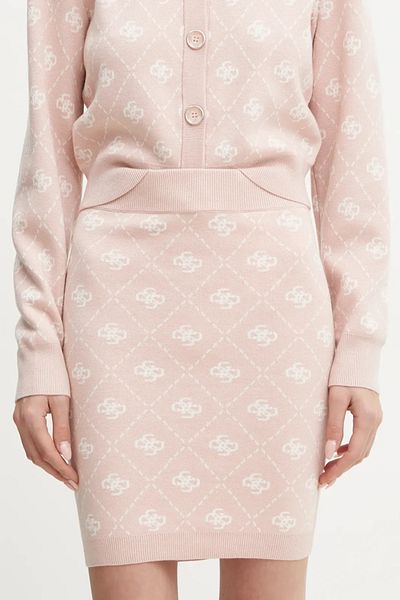 Guess Jeans Fustă mini de damă roz din amestec de lână cu logo-ul 4G Guess de blugi
