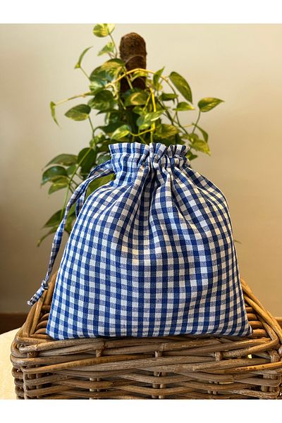 MEKİK BUTİK Mini geantă din pânză din in ecologic - organizator geantă cu șnur - geantă de machiaj - 20x20