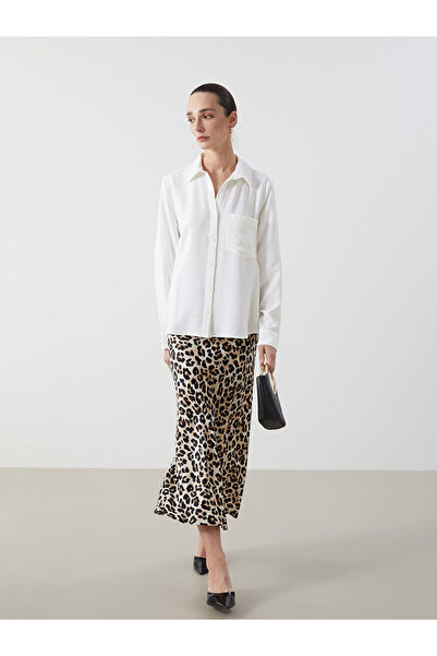 LC Waikiki Γυναικεία σατέν φούστα σε γραμμή Α με σχέδιο λεοπάρ
