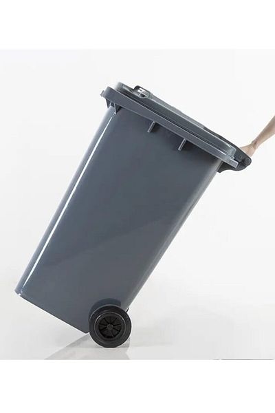ALMUFARREJ Trash Can With Wheels Grey 240 Liters
