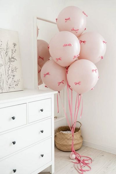 Çemrek Süs Parti Pink Balloon Bunch with Pink Bow 10 Pcs