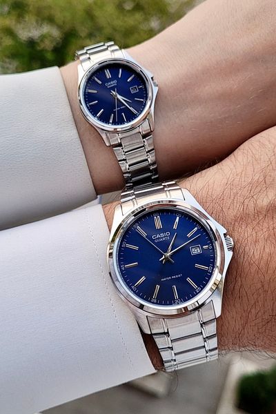 Casio Lover Couple Wristwatch with Navy Blue Dial and Gray Color Guaranteed