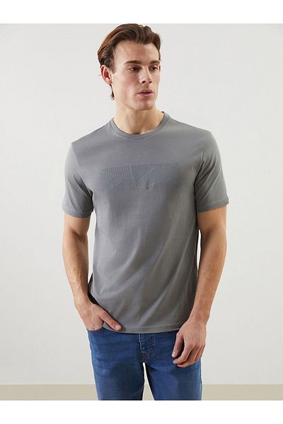 LC Waikiki Tricou pentru bărbați din bumbac pieptănat cu mânecă scurtă cu decolteu