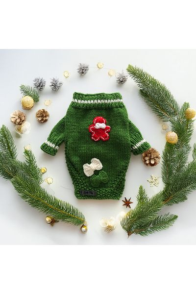 Lady Fify Cookie Man Green Cardigan for Cat Dog