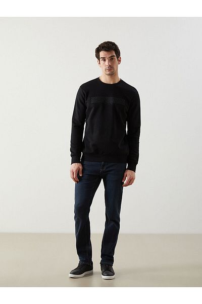 LC Waikiki Crew Neck Printed Men's Thick Sweatshirt