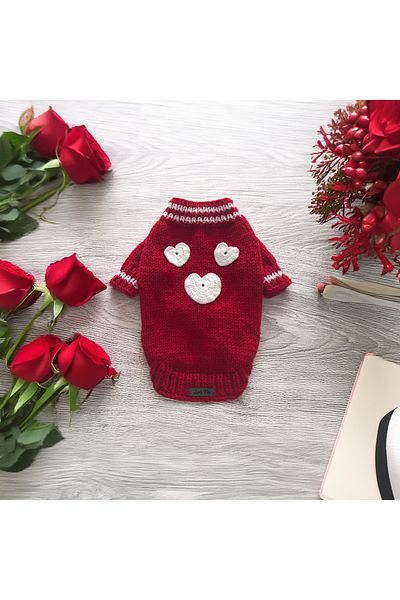 Lady Fify Valentine's Day Red Cardigan for Cat Dog