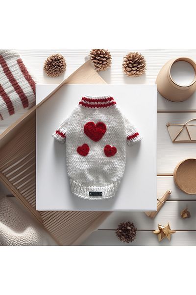 Lady Fify Valentines Day White Cardigan for Cat Dog