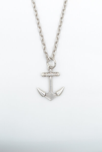 Bu Farklı Minimal Çapa Gümüş Kaplama Düz Zincir Kolye