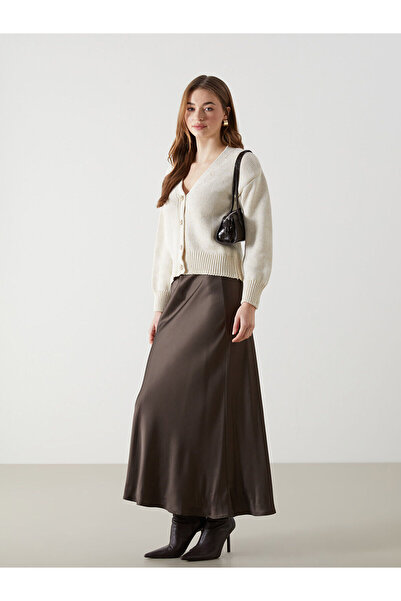 LC Waikiki Lcw Vision Ecru V-Neck Women's Knitwear Cardigan