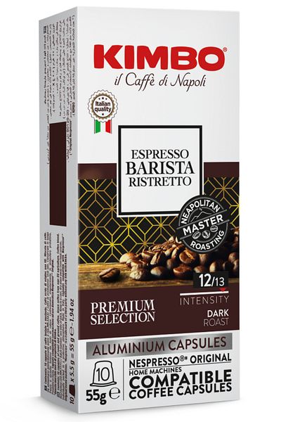 Kimbo Espresso Barista Ristretto Nespresso Compatible Capsule Coffee (Aluminum) (10 Pack)